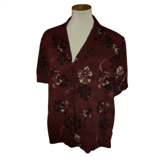 Authentic Original Vintage Style Tops - Vtg 90s Red Floral Shirt